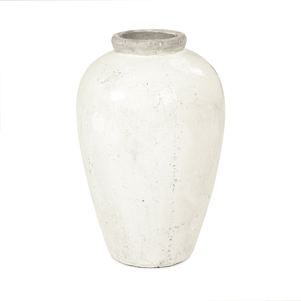 Distressed White Jar