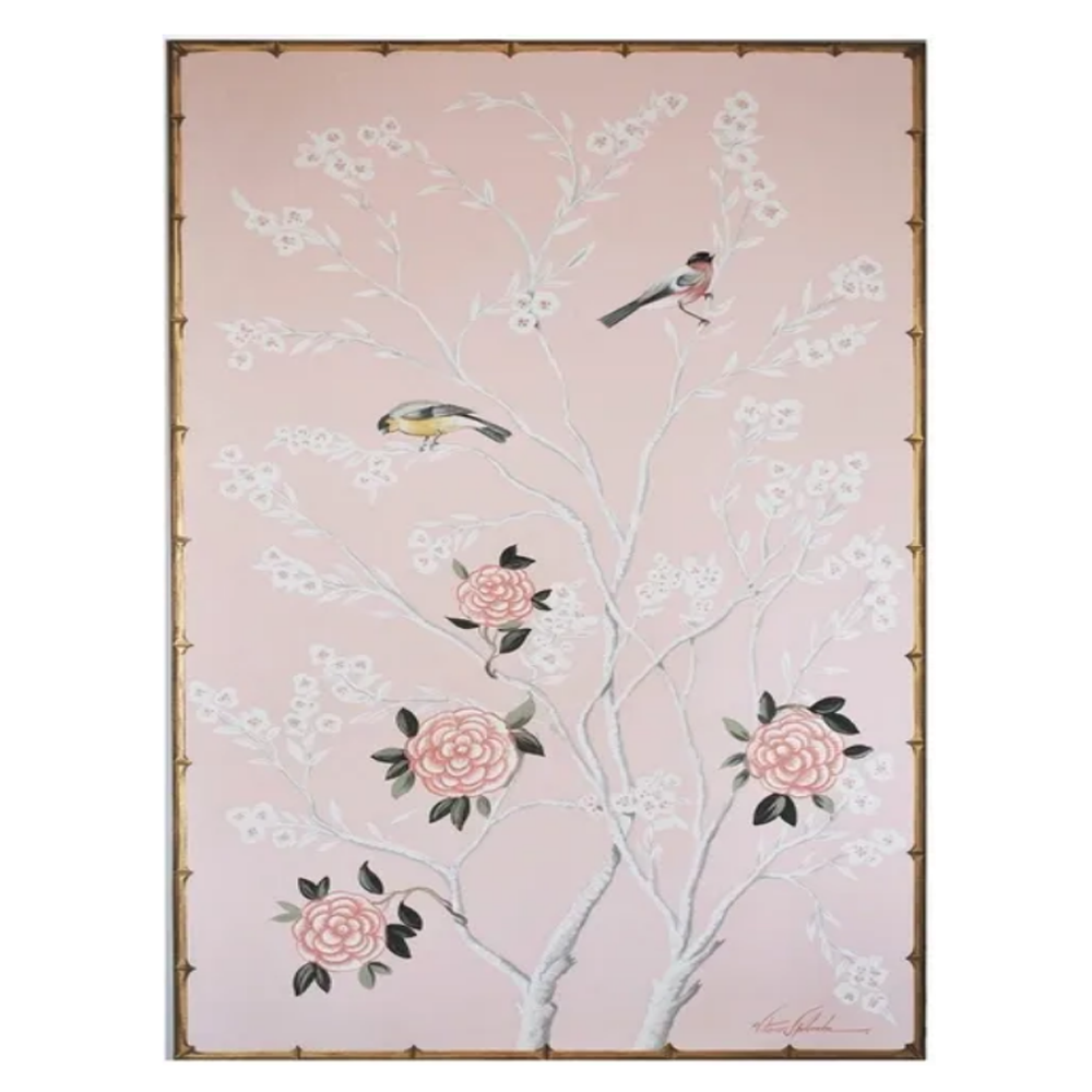 Chinoiserie Pink Faux Bamboo Frame I - Size 36"X60"