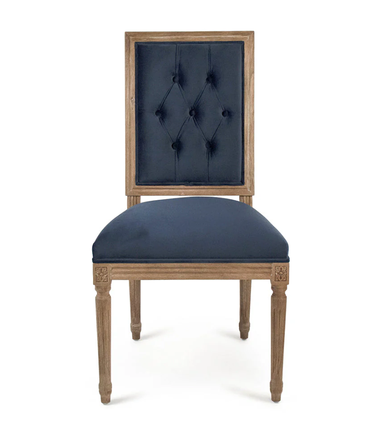 Blue Velvet Louis Side Chair