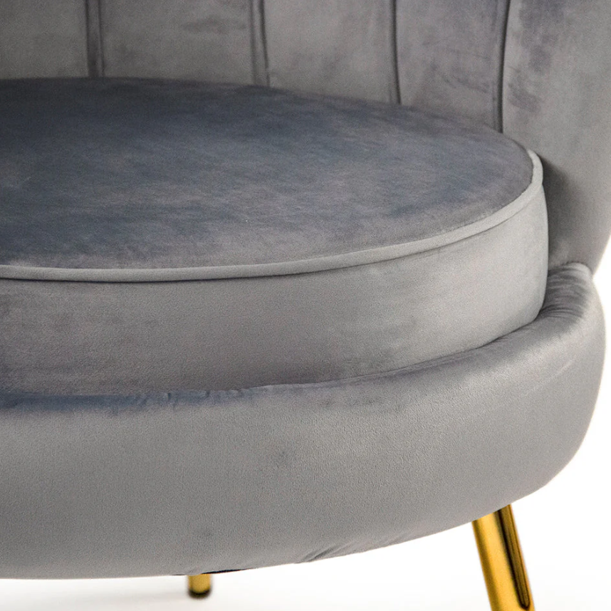 Pale Blue Velvet Tufted Tub Chair