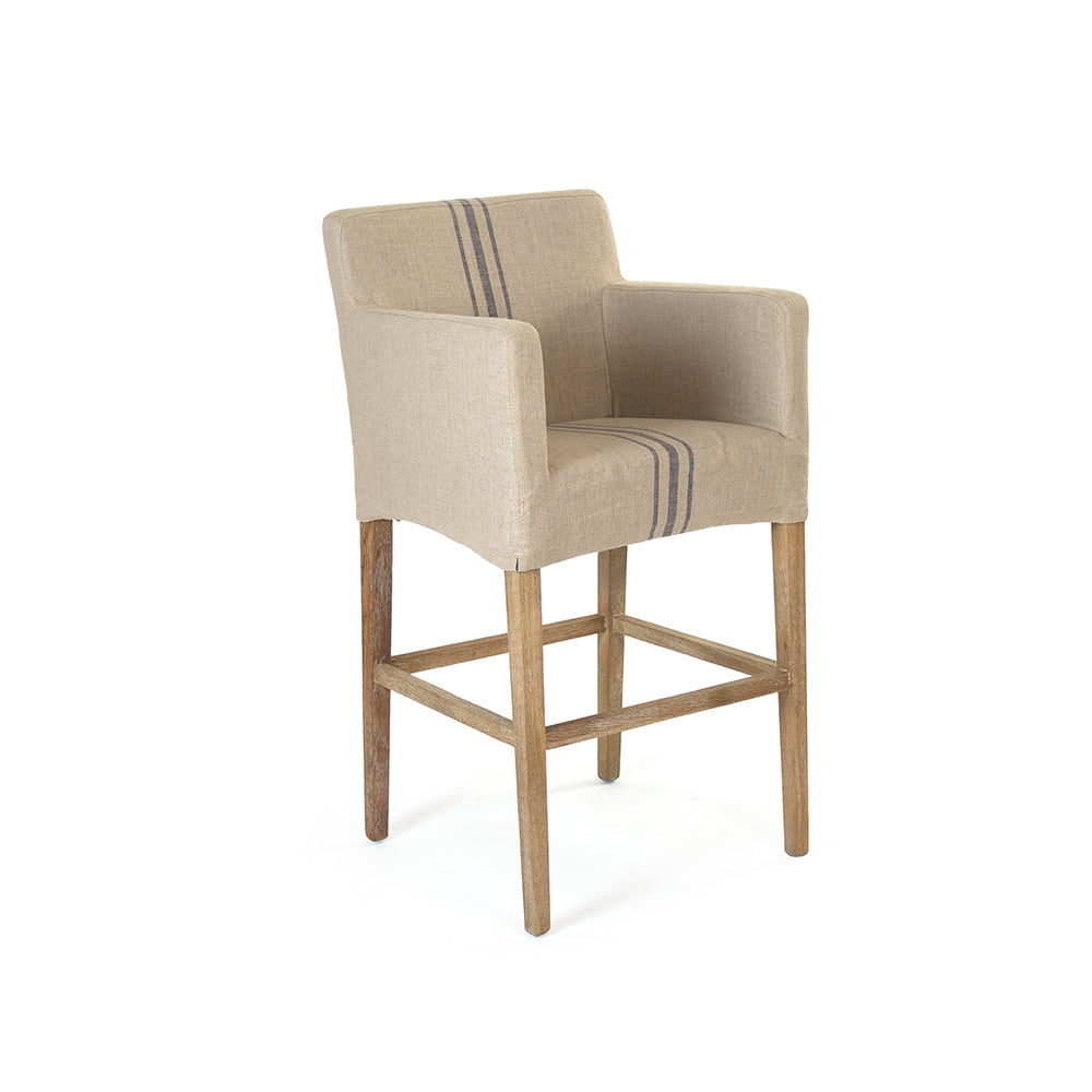 Avignon Slipcover Bar Stool Blue Stripe