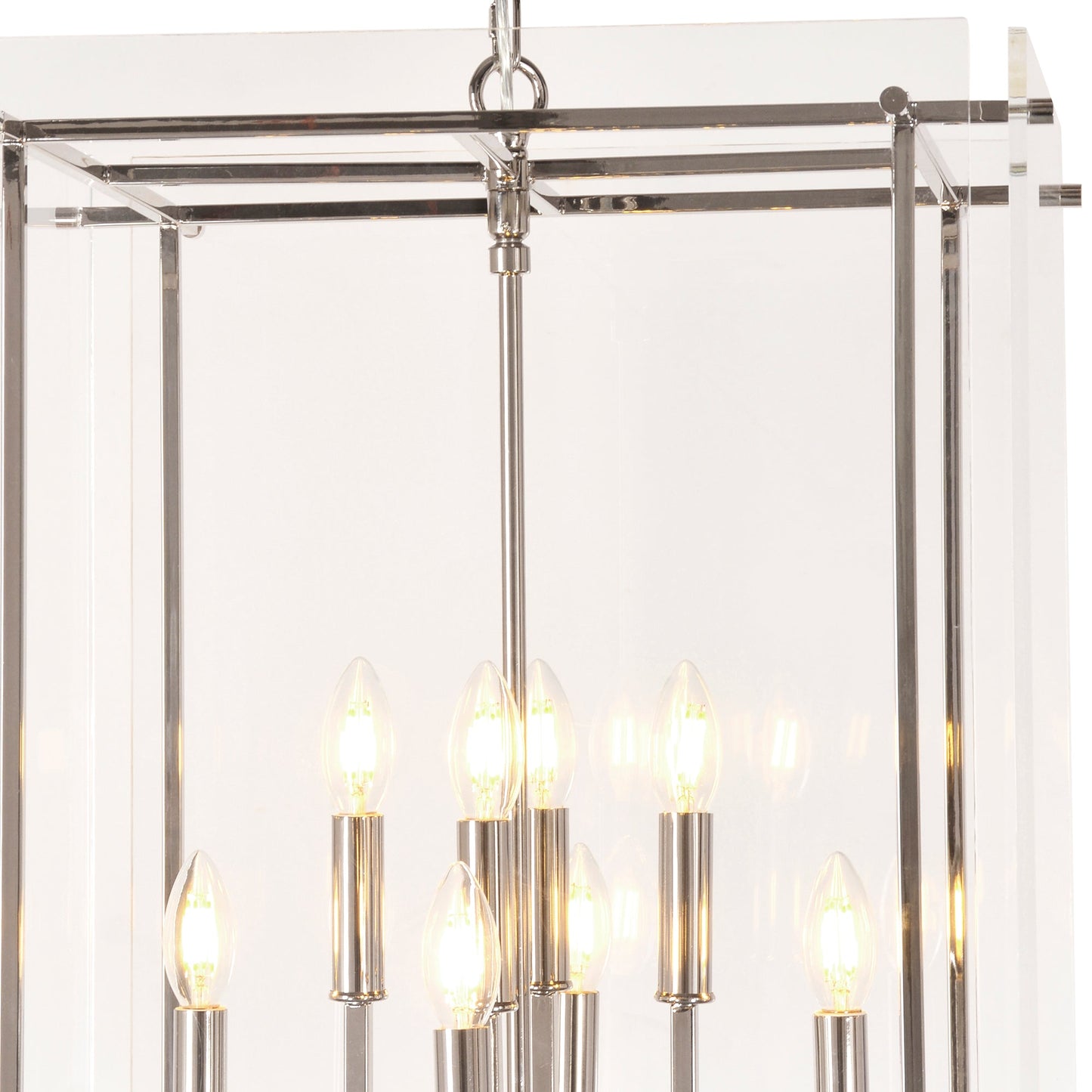Acrylic Box on Chrome Pendant Light Large