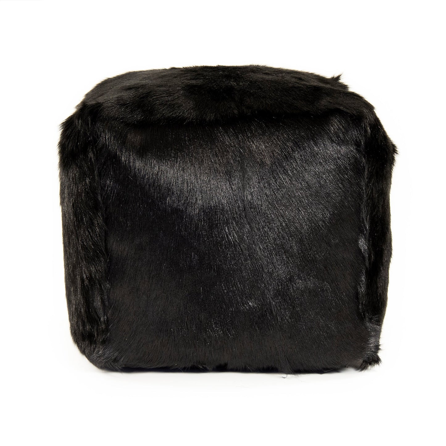 22" x 22" Tibetan Black Goat Fur Pouf