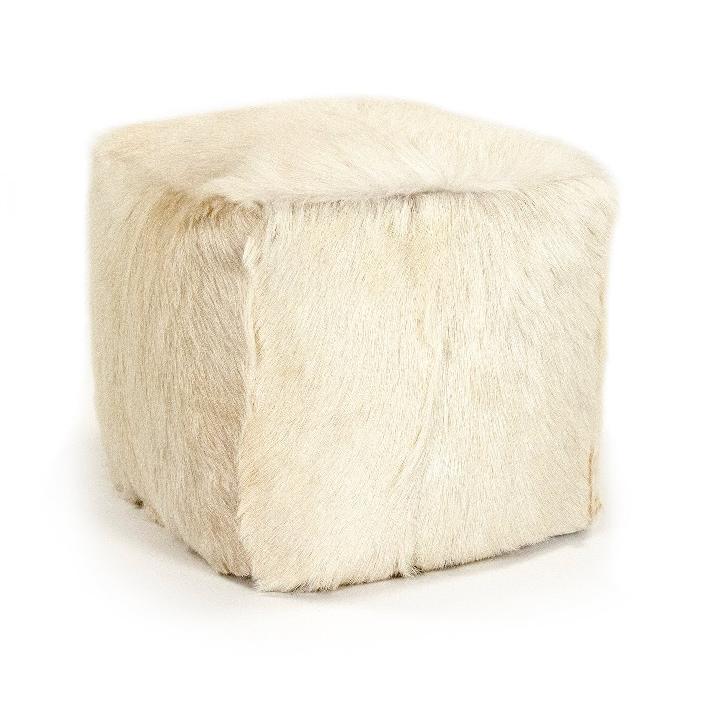 22" x 22" Tibetan Ivory Goat Fur Pouf