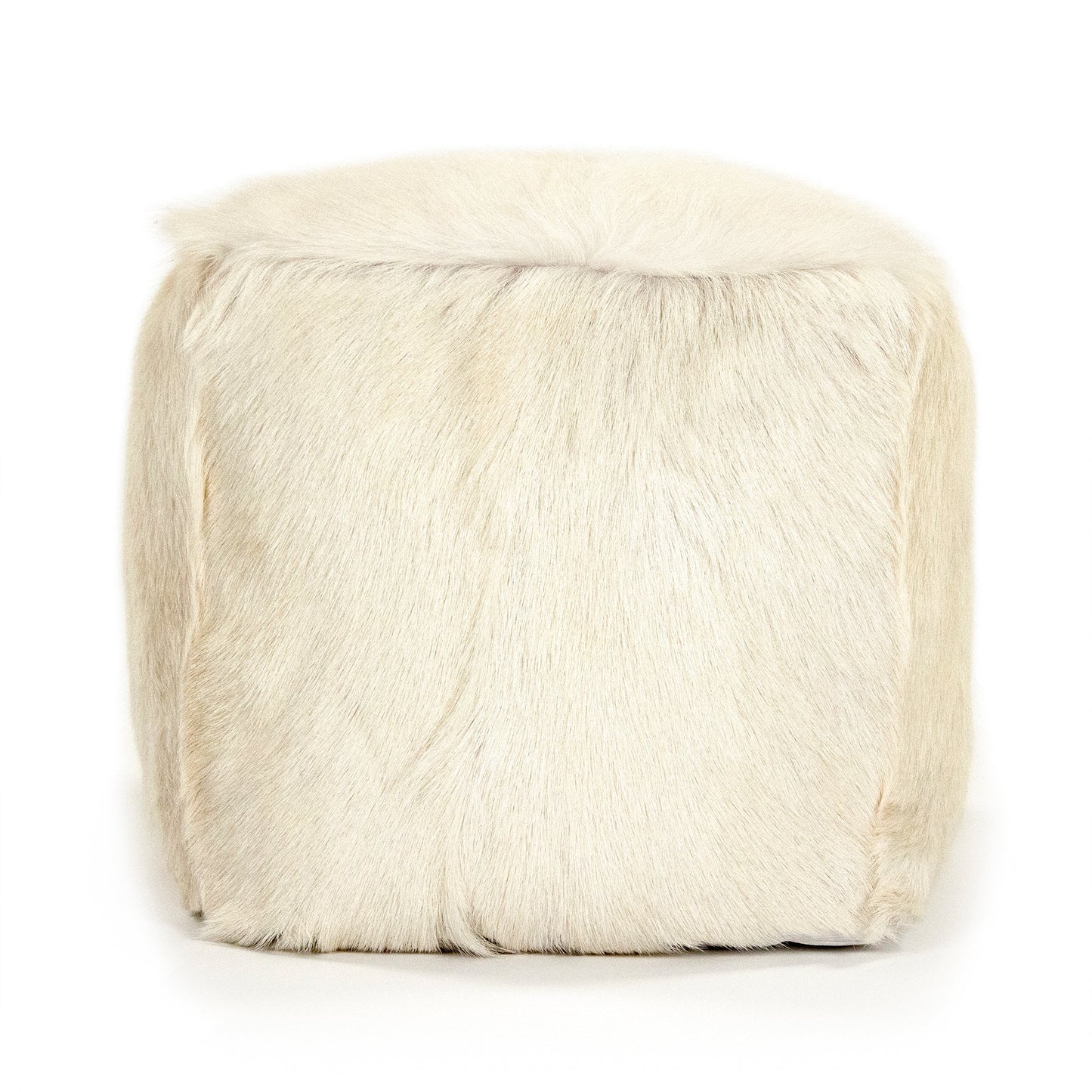 22" x 22" Tibetan Ivory Goat Fur Pouf