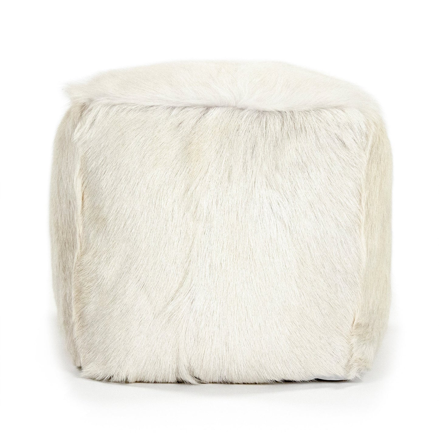 22" x 22" Tibetan White Goat Fur Pouf