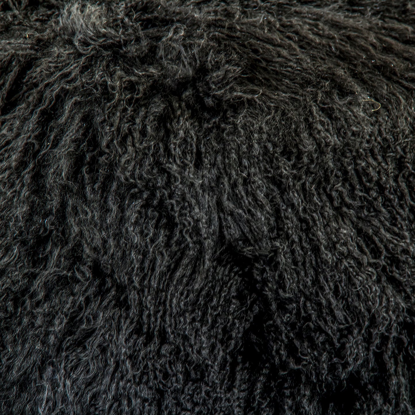 24" x 24" Tibetan Black Lamb Fur Pouf