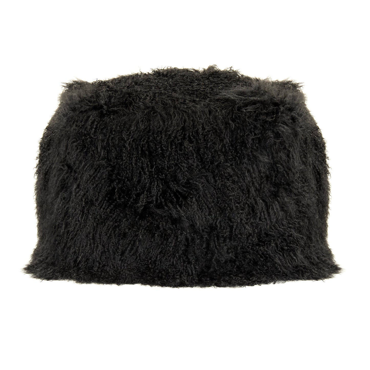 24" x 24" Tibetan Black Lamb Fur Pouf