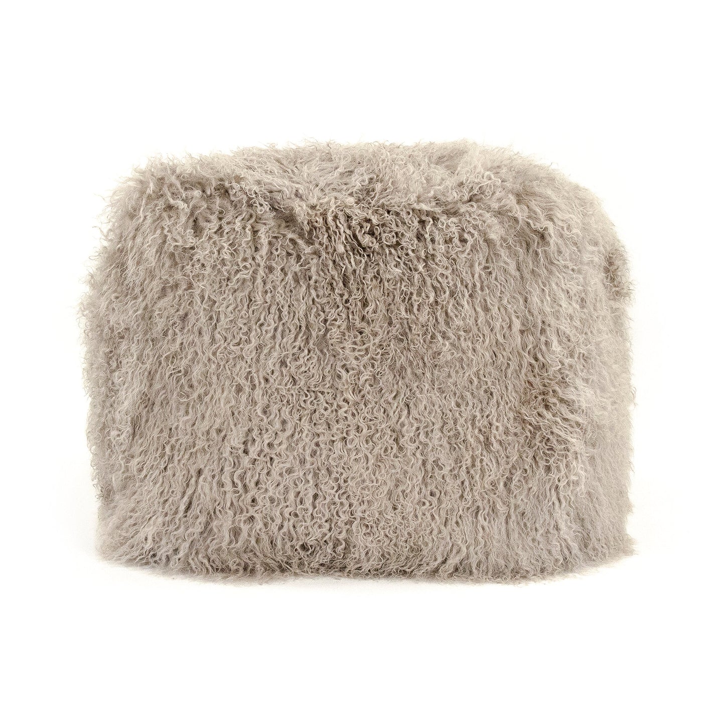 24" x 24" Tibetan Light Grey Lamb Fur Pouf