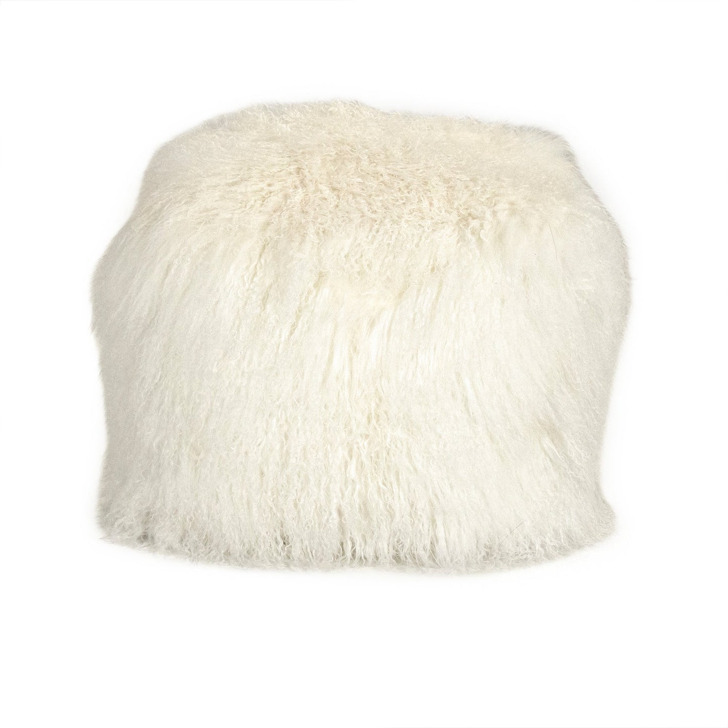 24" x 24" Tibetan White Lamb Fur Pouf