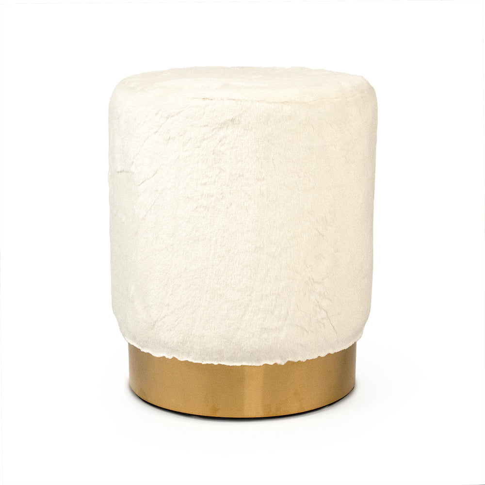 White Faux Fur Stool