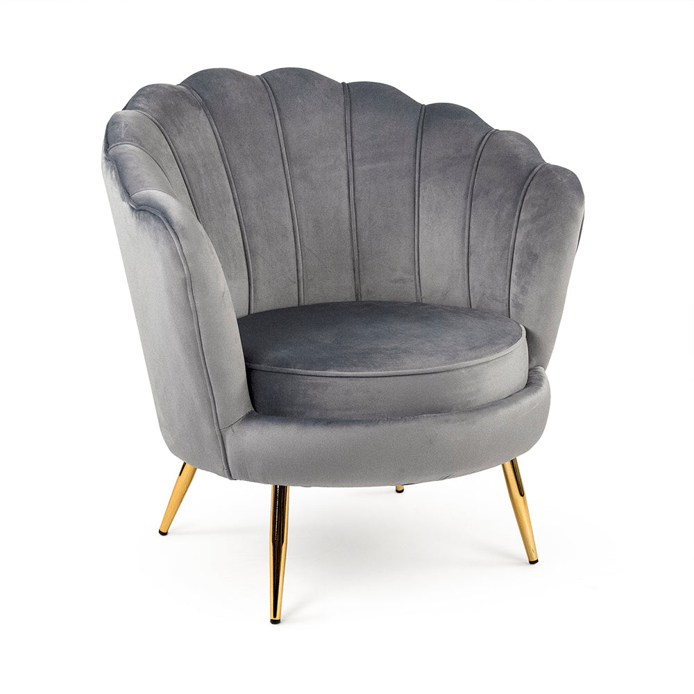 Pale Blue Velvet Tufted Tub Chair