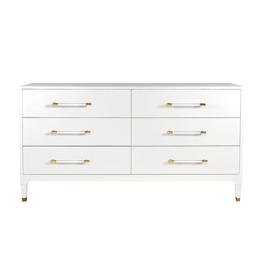 Worlds Away Maren Cabinet, Textured White Linen