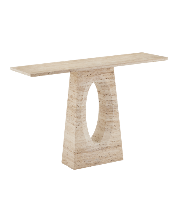 Currey & Company Demi Travertine Console Table