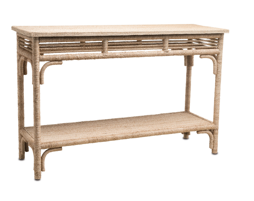 Currey and Company Olisa Rattan and Wicker Console Table