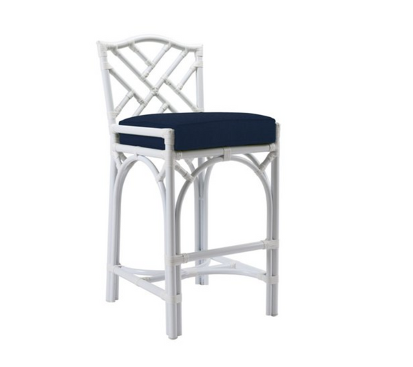 Chippendale Outdoor Counterstool, Navy Sunbrella by David Francis