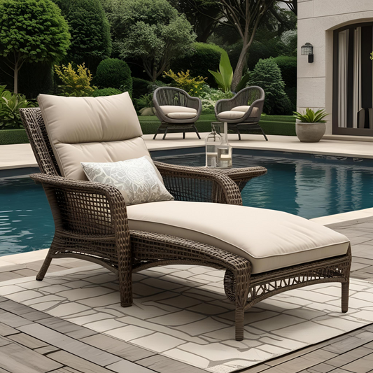 Luxurious Wicker Outdoor Chaise Lounge | Adjustable Comfort for Patio & Poolside