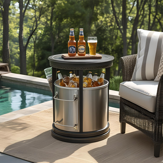 Elegant Outdoor Beverage Cooler Table