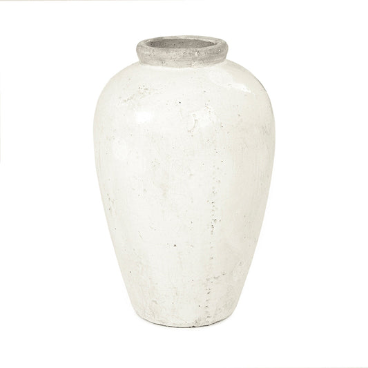 Distressed White Jar