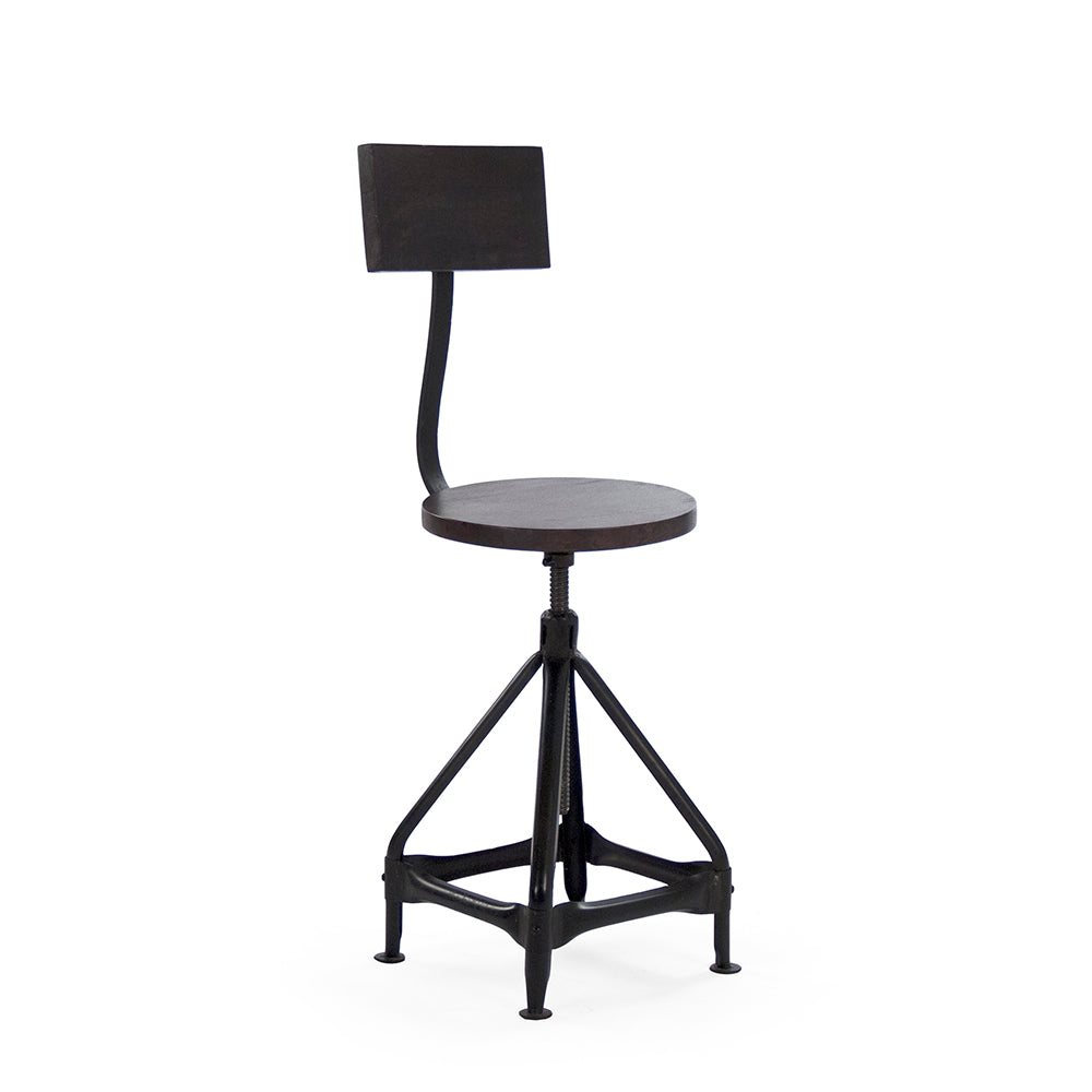 industrial style bar stool with backrest