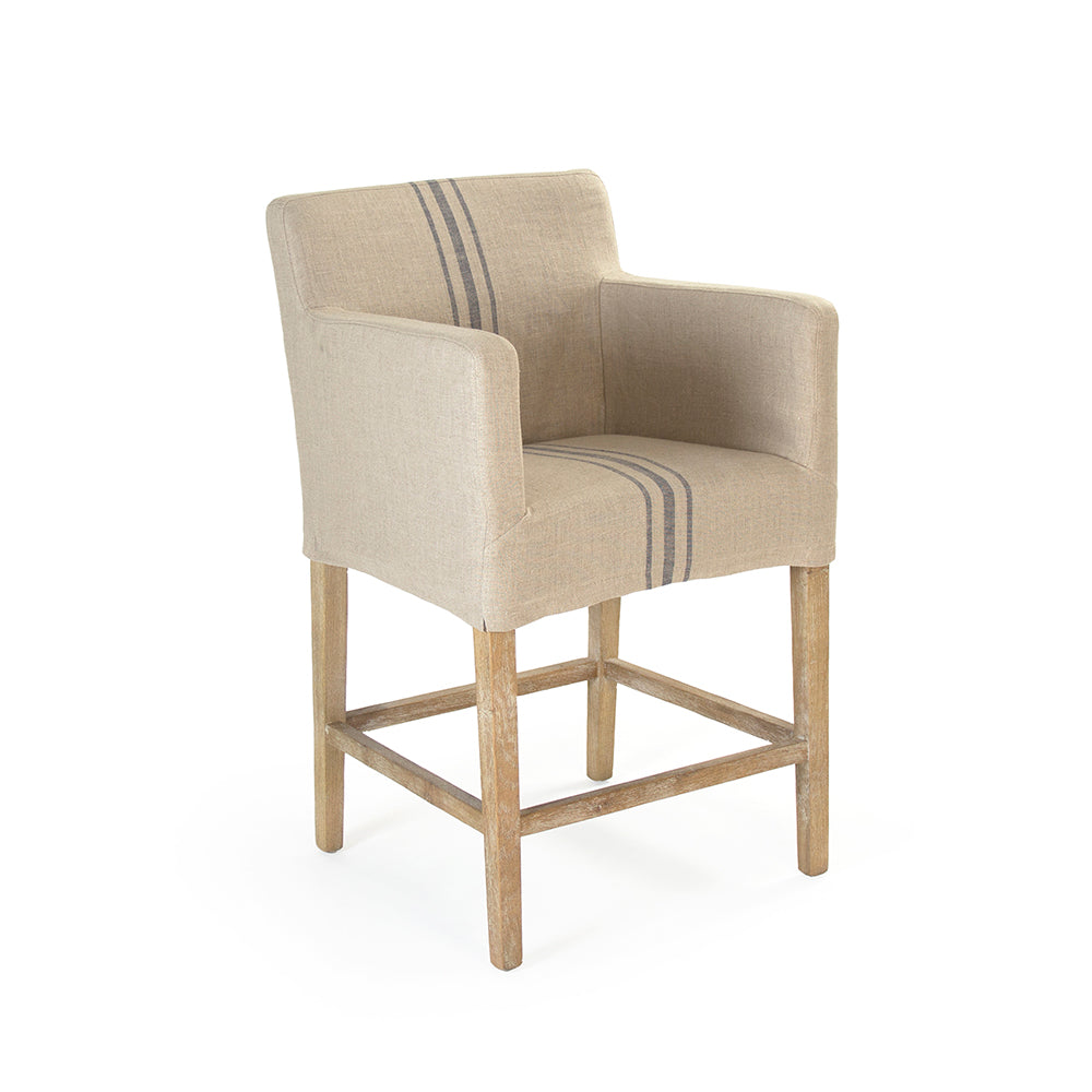 Avignon Slipcover Counter Stool Blue Stripe
