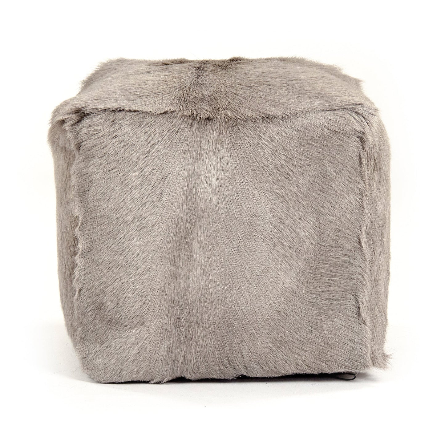 22" x 22" Tibetan Light Grey Goat Fur Pouf