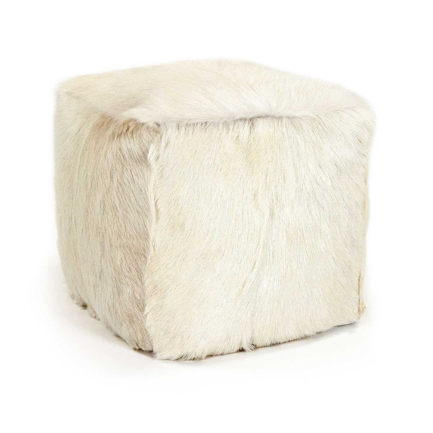 22" x 22" Tibetan White Goat Fur Pouf