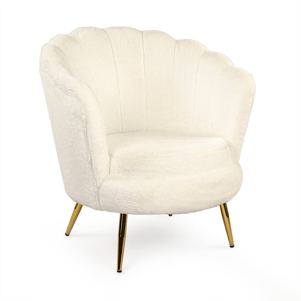 White Faux Fur Tufted Tub Chair