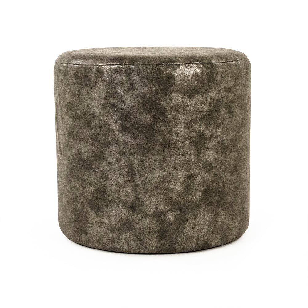 Round Distressed Grey PU Stool