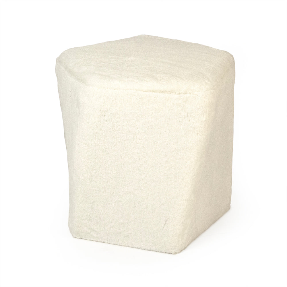 White Faux Fur Twisted Pentagon Stool